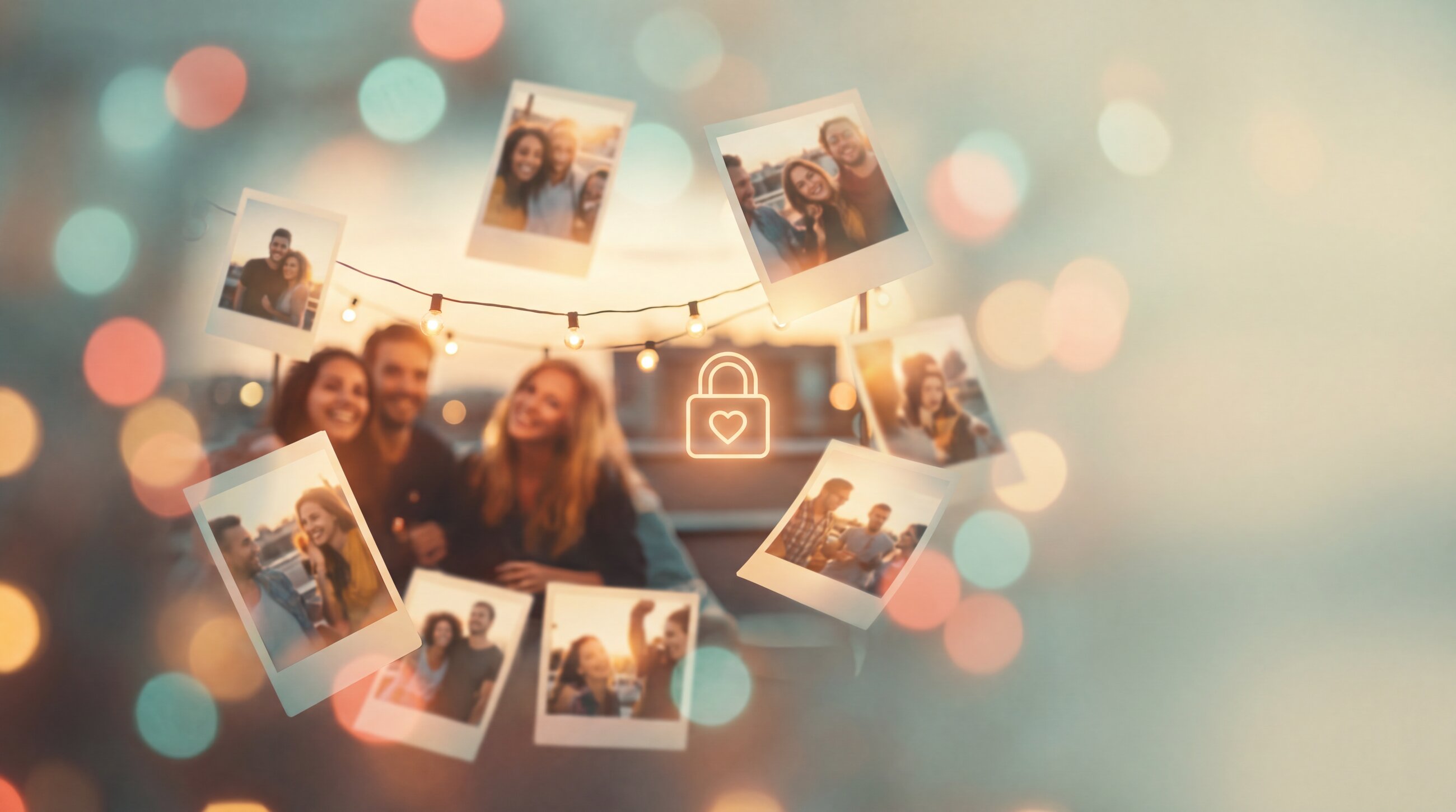 Friends sharing photos at a private event